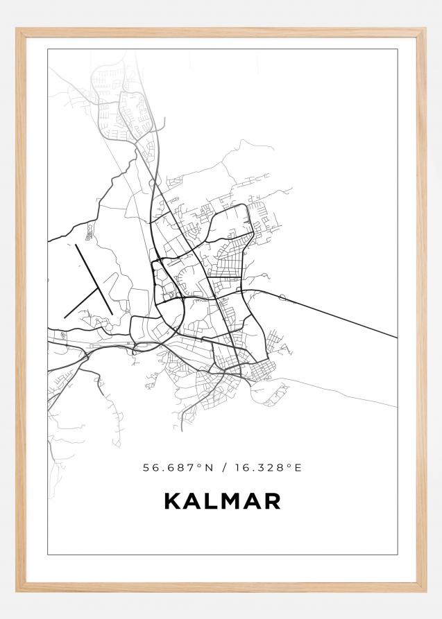Kort - Kalmar - Hvid Plakat