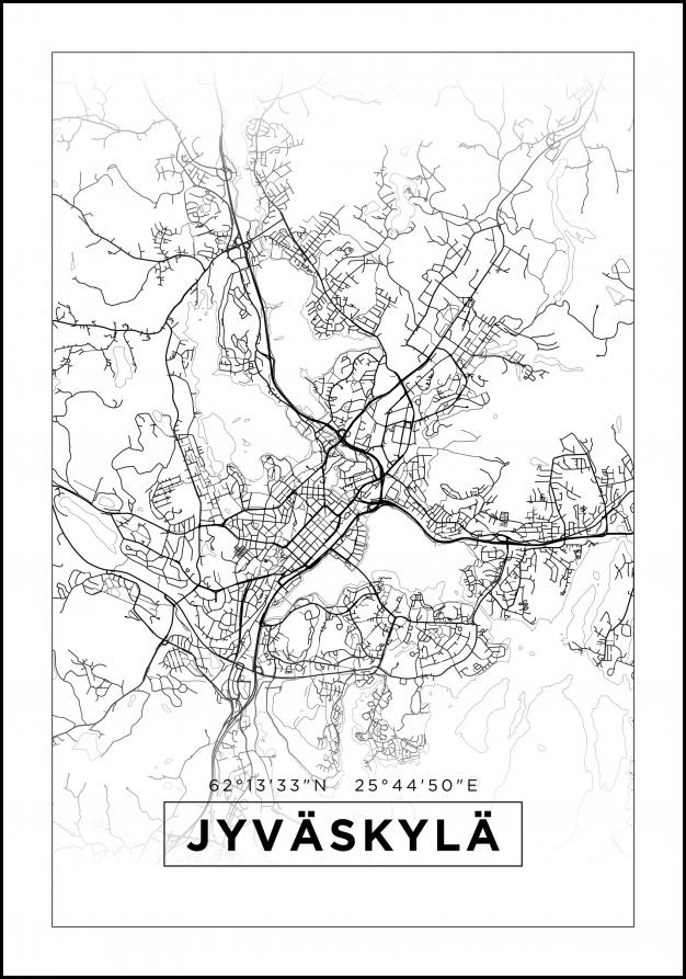 Kort - Jyväskylä - Hvid Plakat