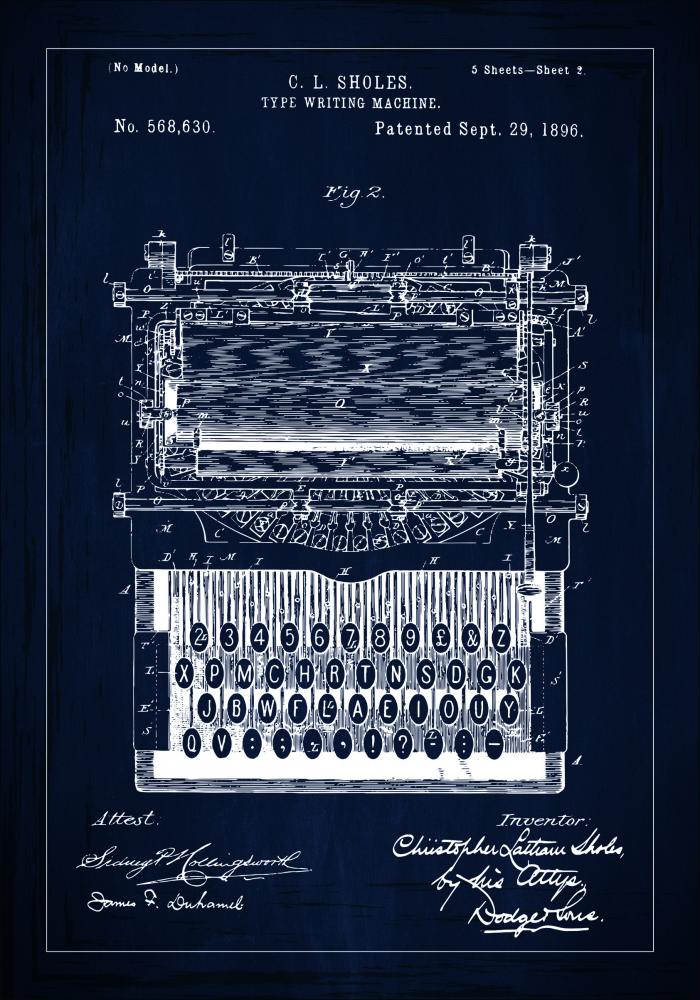 Patenttegning - Skrivemaskine - Bl Plakat