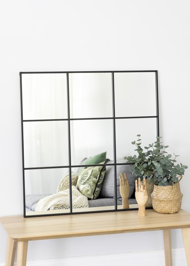 KAILA Spejl Squares - Sort 90x90 cm