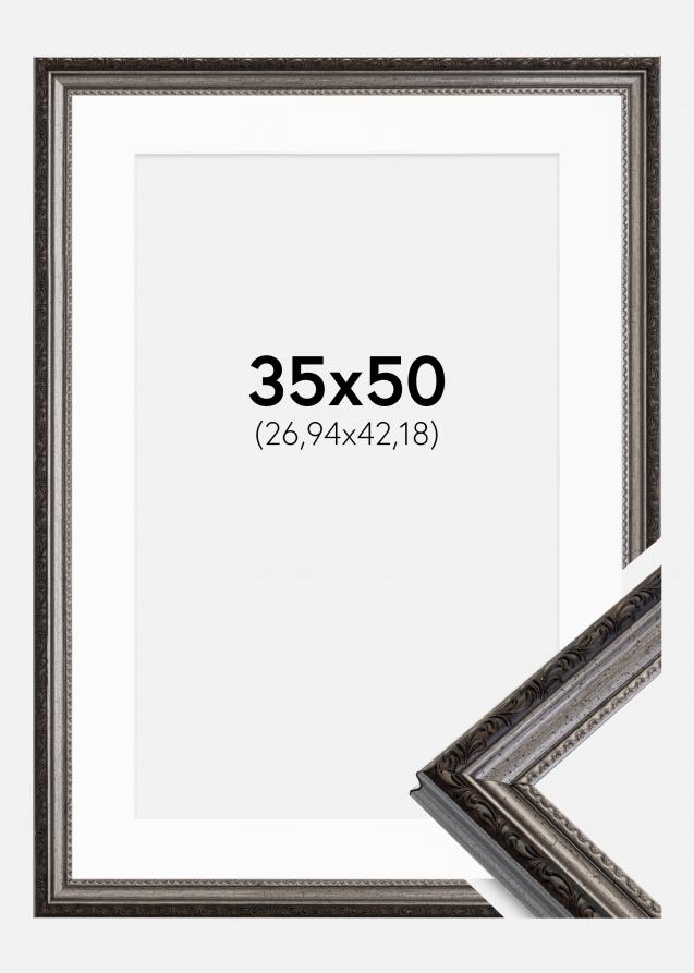 Ramme Abisko Sølv 35x50 cm - Passepartout Hvid 11x17 inches