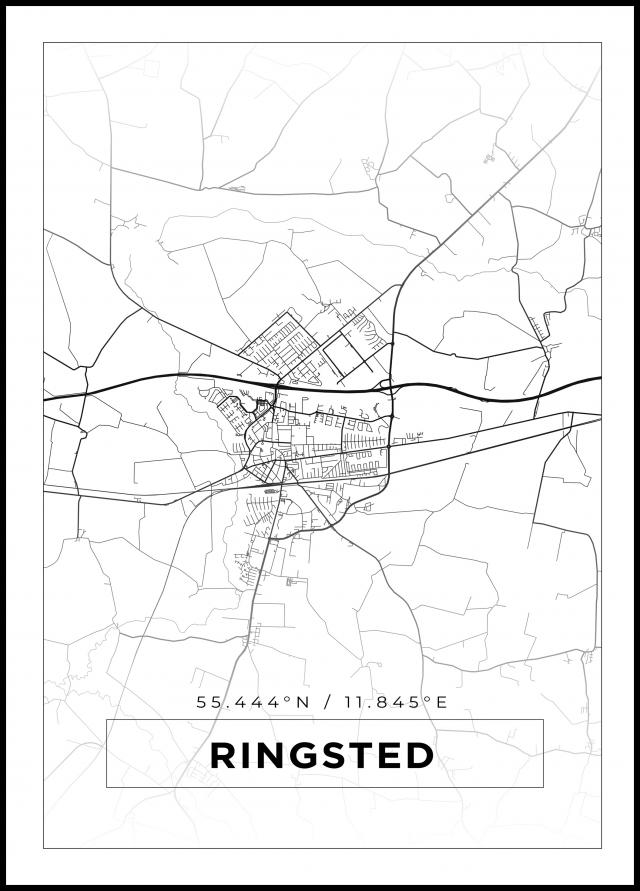 Kort - Ringsted - Hvid Plakat