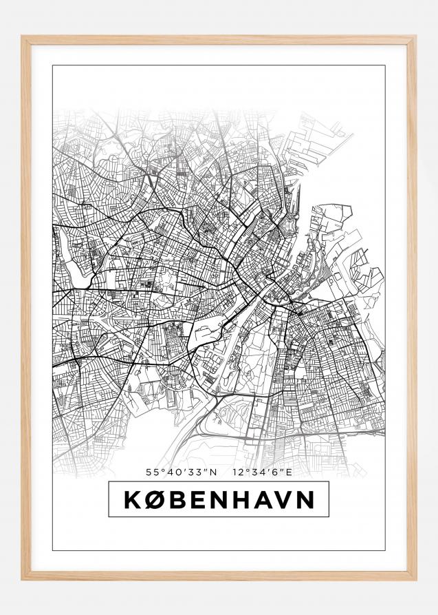 Kort - København - Hvid Plakat