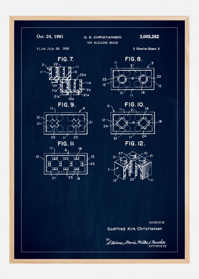 Patent Print - Lego Block II - Blue Plakat