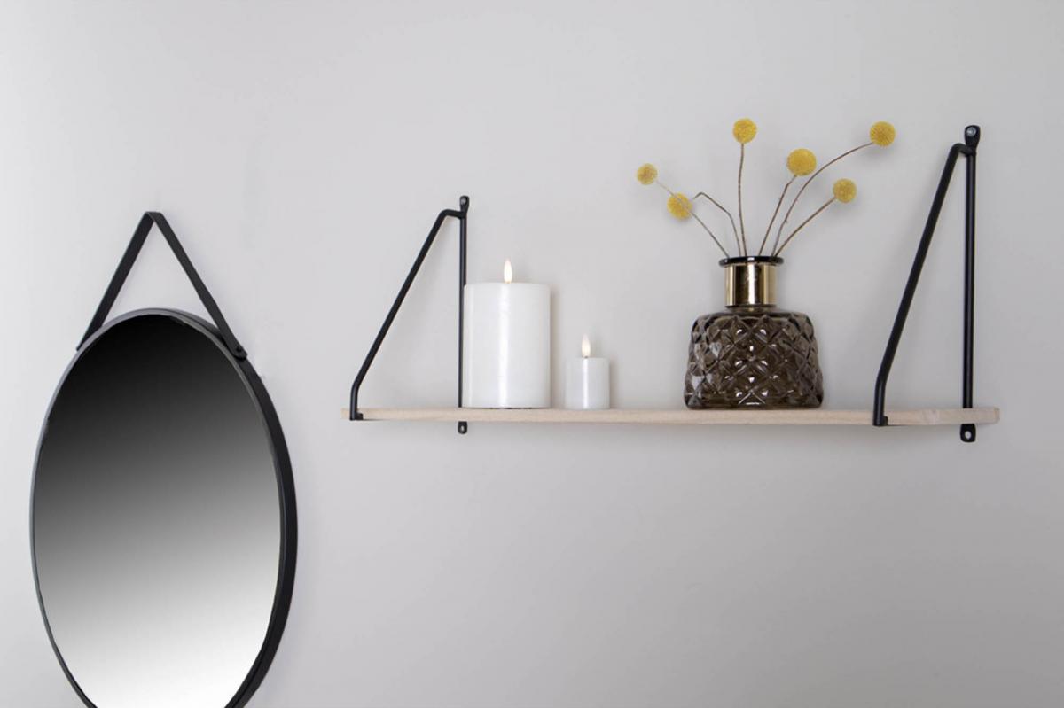 Væghylde Arnhem 65 cm - Sort/Træ
