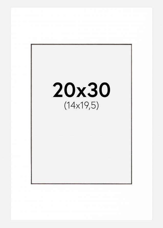 Passepartout Hvid (Sort kerne) 20x30 cm (14x19,5 cm)