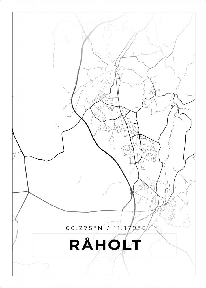 Kort - Rholt - Hvid Plakat