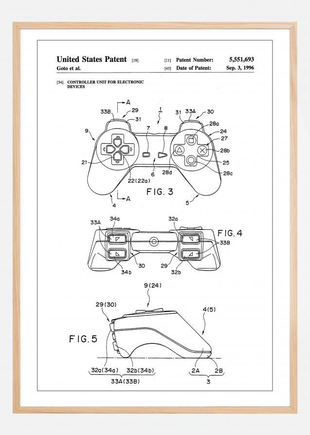 Patent Print - Game Controller II - White Plakat