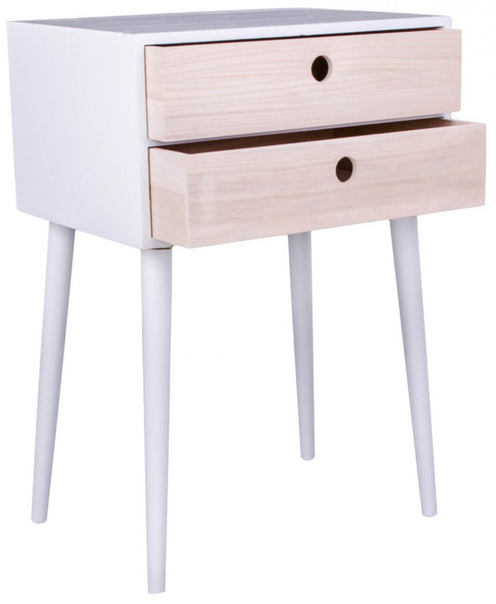 Sengebord Rimini 32x45 cm - Hvid/Træ