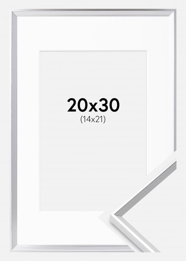 Ramme Desire Sølv 20x30 cm - Passepartout Hvid 15x22 cm