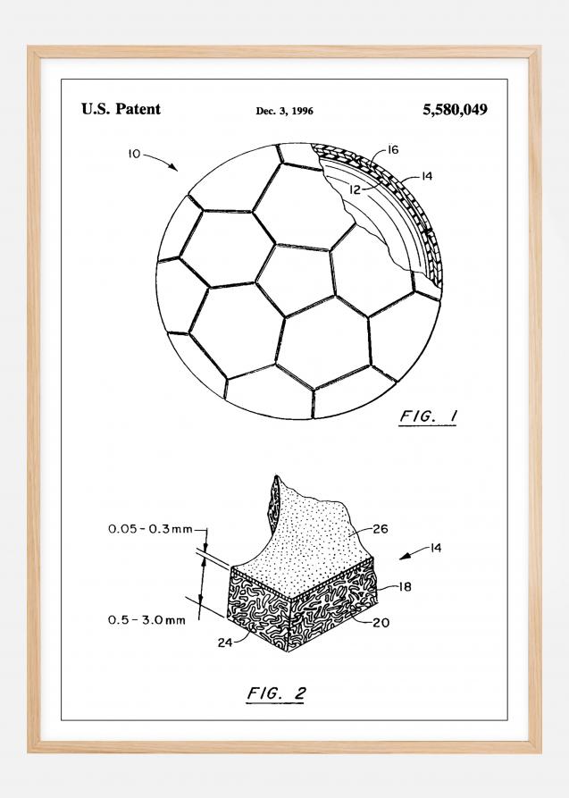 Patent Print - Football - White Plakat