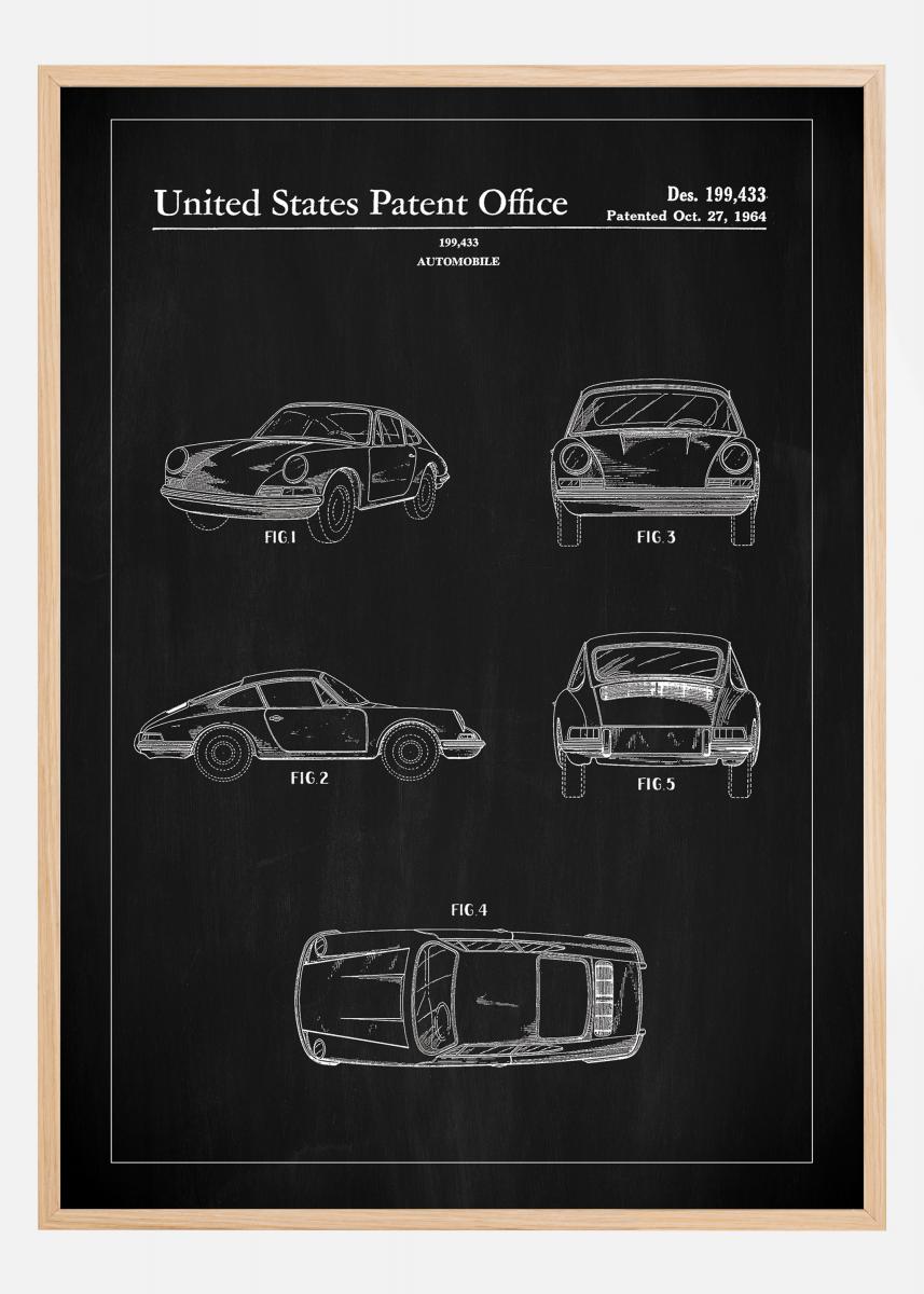 Køb Patent Print Porsche 911 Carrera Black Plakat her - BGA.DK