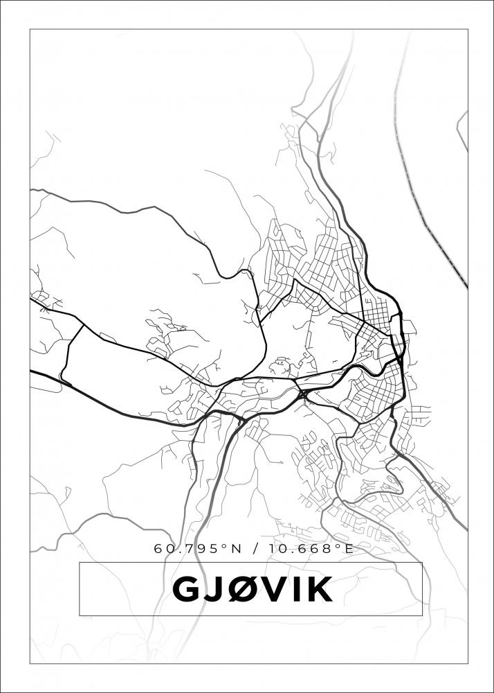 Kort - Gjvik - Hvid Plakat