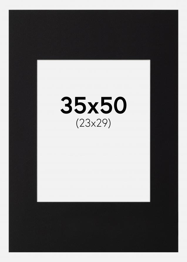 Passepartout Sort Standard (Hvid kerne) 35x50 cm (23x29)