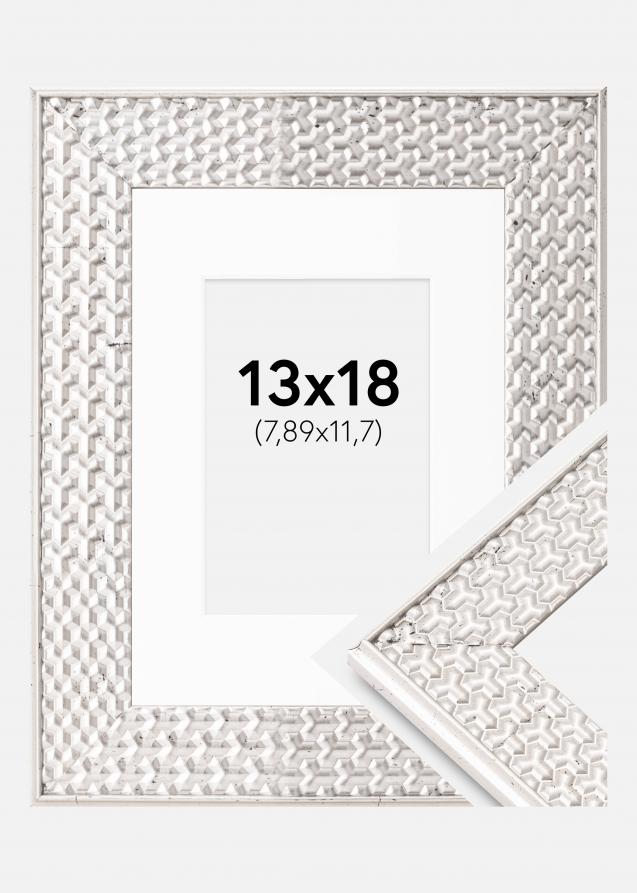 Ramme Grace Sølv 13x18 cm - Passepartout Hvid 3,5x5 inches