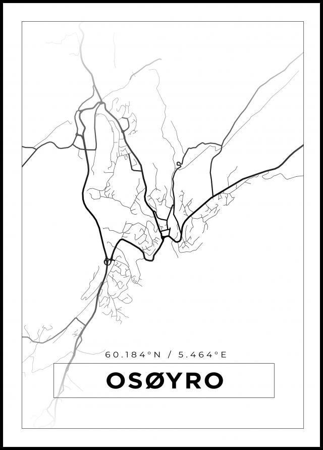 Kort - Osøyro - Hvid Plakat