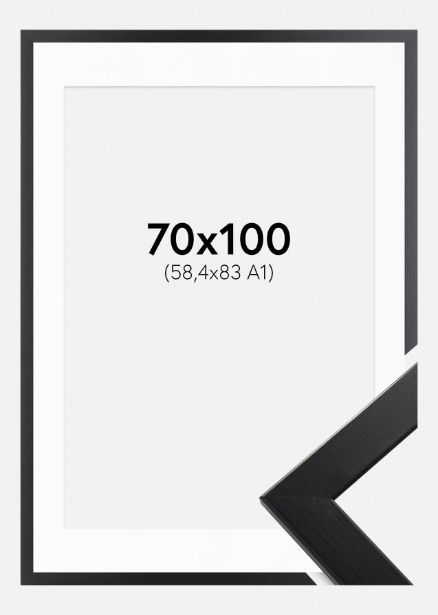 Ramme Trendline Sort 70x100 cm - Passepartout Hvid 59,4x84 cm (A1)