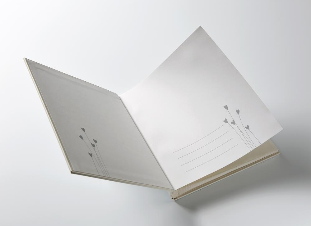 Hjerte Bryllupsalbum Hvid - 28x30,5 cm (50 Hvide sider / 25 blade)