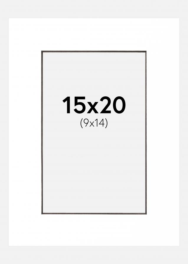 Passepartout Hvid (Sort kerne) 15x20 cm (9x14 cm)