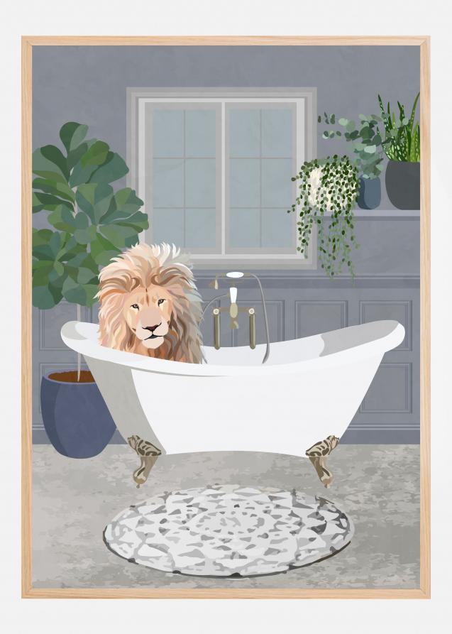 Lion takes a bath Plakat