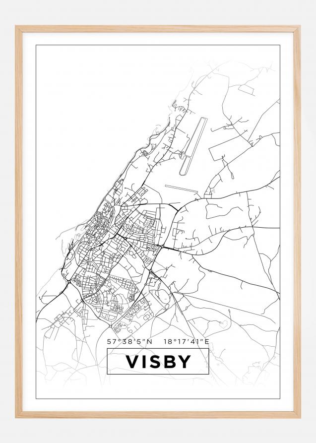 Kort - Visby - Hvid Plakat