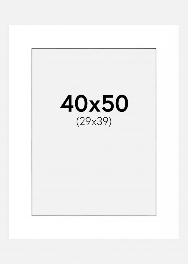 Passepartout Hvid (Sort kerne) 40x50 cm (29x39 cm)