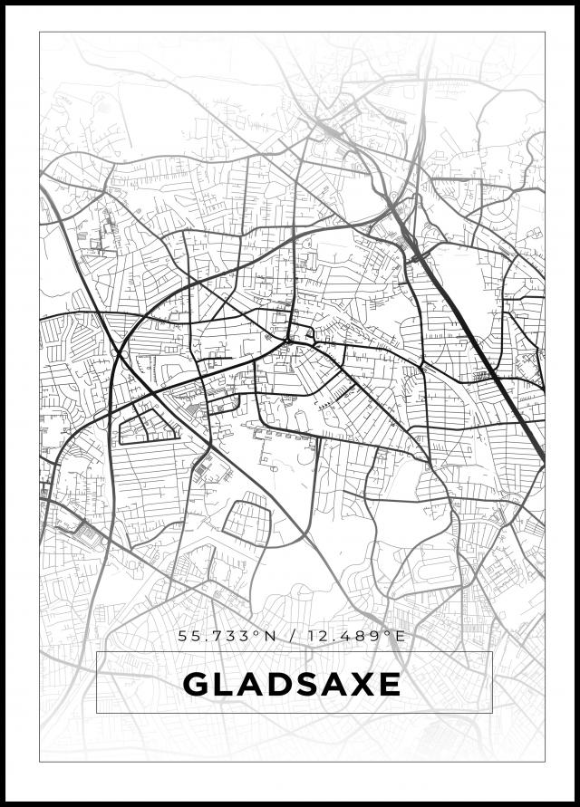Kort - Gladsaxe - Hvid Plakat