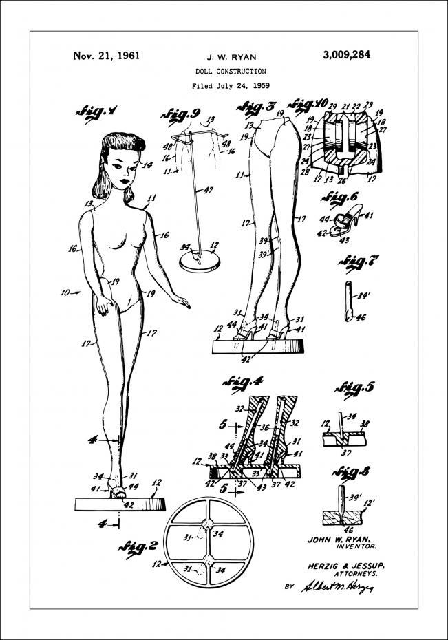 Patenttegning - Barbie Plakat