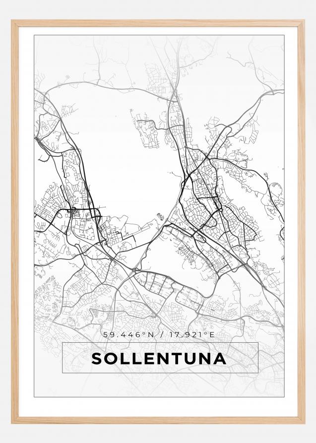Kort - Sollentuna - Hvid Plakat