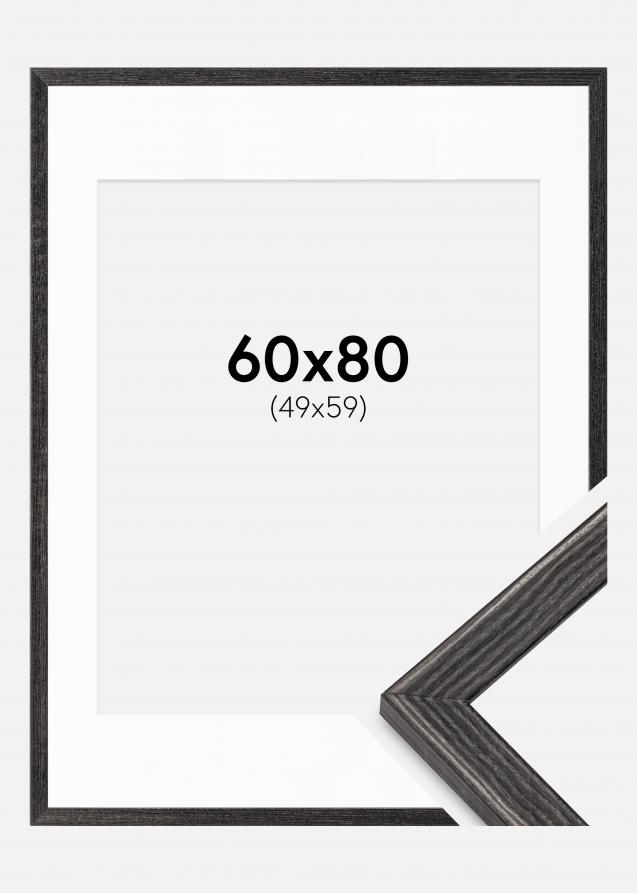 Ramme Fiorito Mørkegrå 60x80 cm - Passepartout Hvid 50x60 cm
