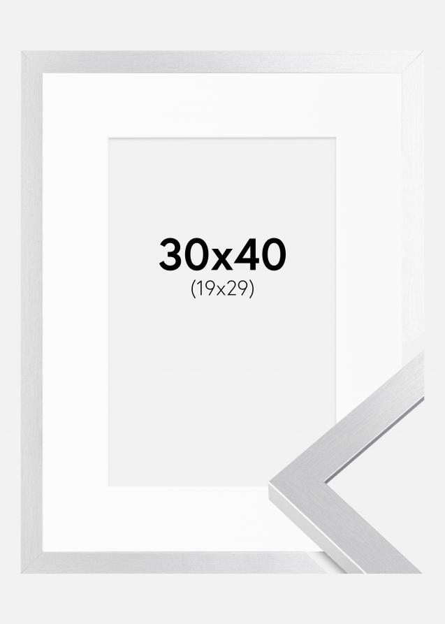 Ramme Selection Sølv 30x40 cm - Passepartout Hvid 20x30 cm