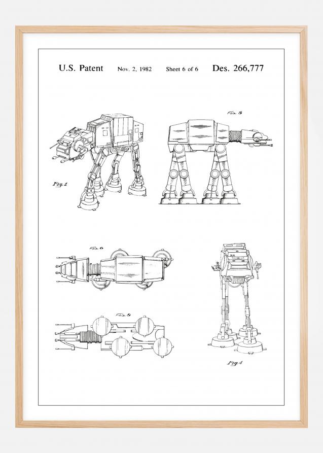 Patenttegning - Star Wars - Walker - Hvid Plakat