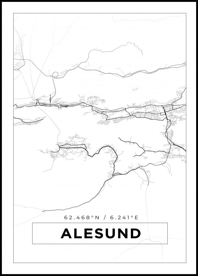 Kort - Alesund - Hvid Plakat
