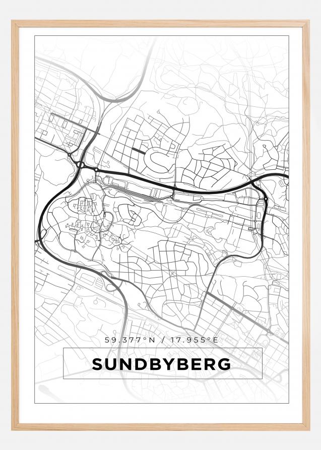 Kort - Sundbyberg - Hvid Plakat
