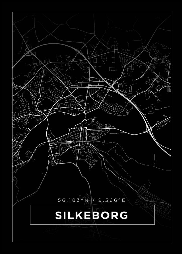 Kort - Silkeborg - Sort Plakat