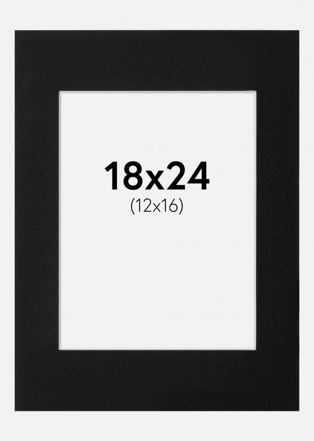 Passepartout Sort Standard (Hvid Kerne) 18x24 cm (12x16)