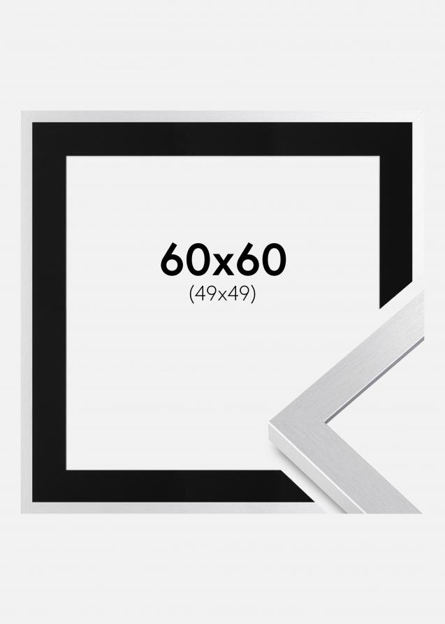 Ramme Selection Sølv 60x60 cm - Passepartout Sort 50x50 cm
