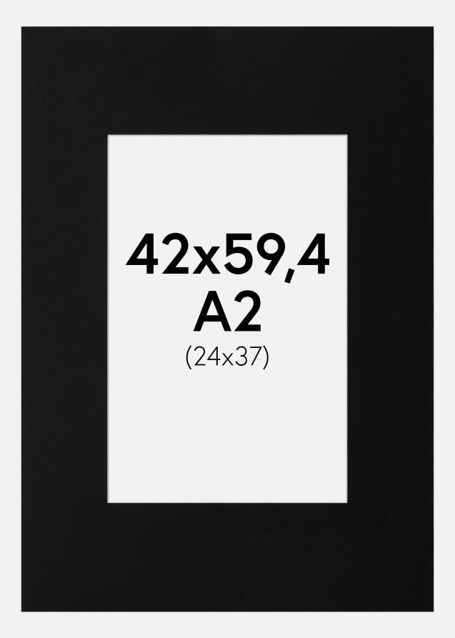 Passepartout Sort Standard (Hvid Kerne) A2 42x59,4 cm (24x37)