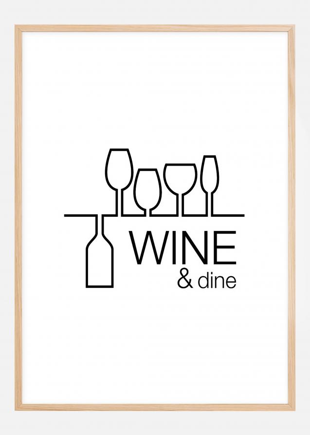 Wine & dine - Hvid med Sort tryk Plakat