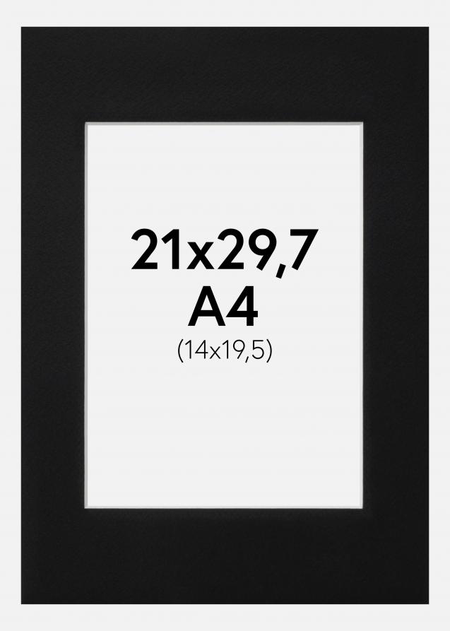 Passepartout Sort Standard (Hvid kerne) 21x29,7 cm (14x19,5)