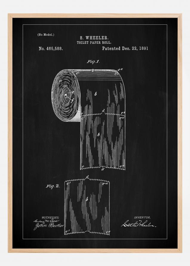 Patent Print - Toilet Paper Roll - Black Plakat