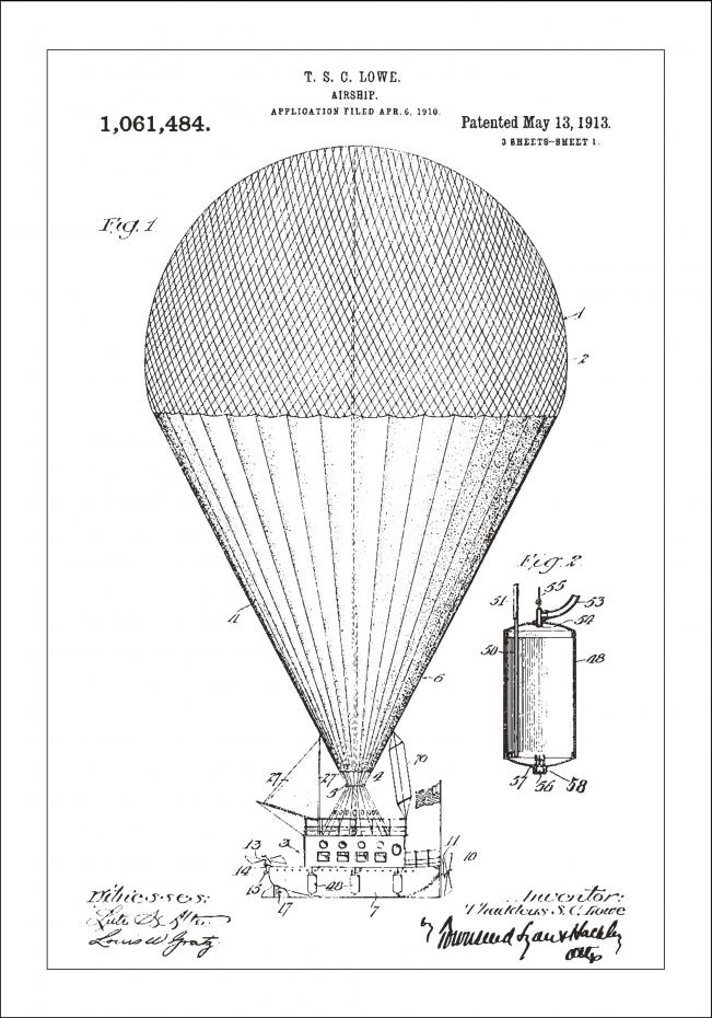 Patenttegning - Luftskib - Hvid Plakat