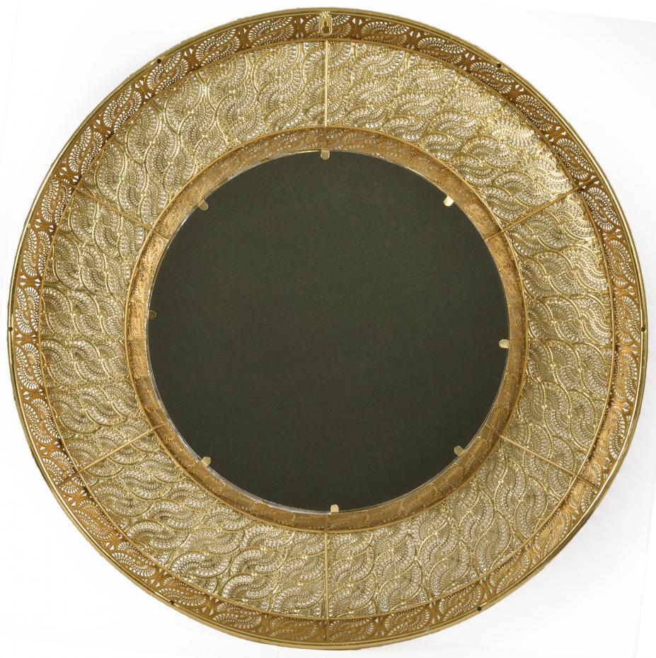 Spejl Marrakesh Round Metal Sand Guld 80 cm 