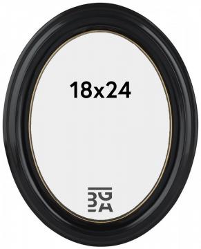 Oval sort fotoramme til 18x24 cm billede