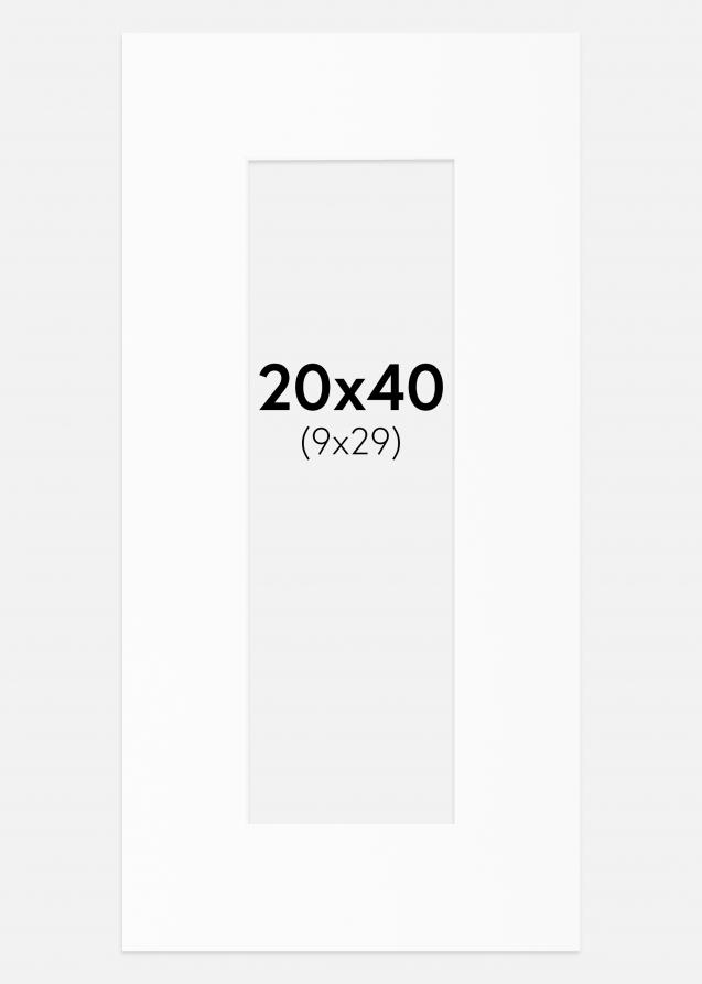 Passepartout Hvid Standard (Hvid kerne) 20x40 cm (9x29)