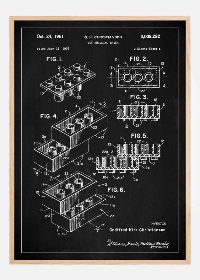 Patent Print - Lego Block I - Black Plakat