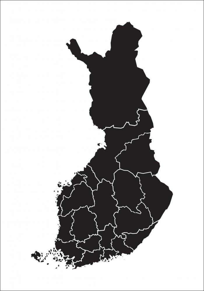 Kort - Finland - Sort Plakat