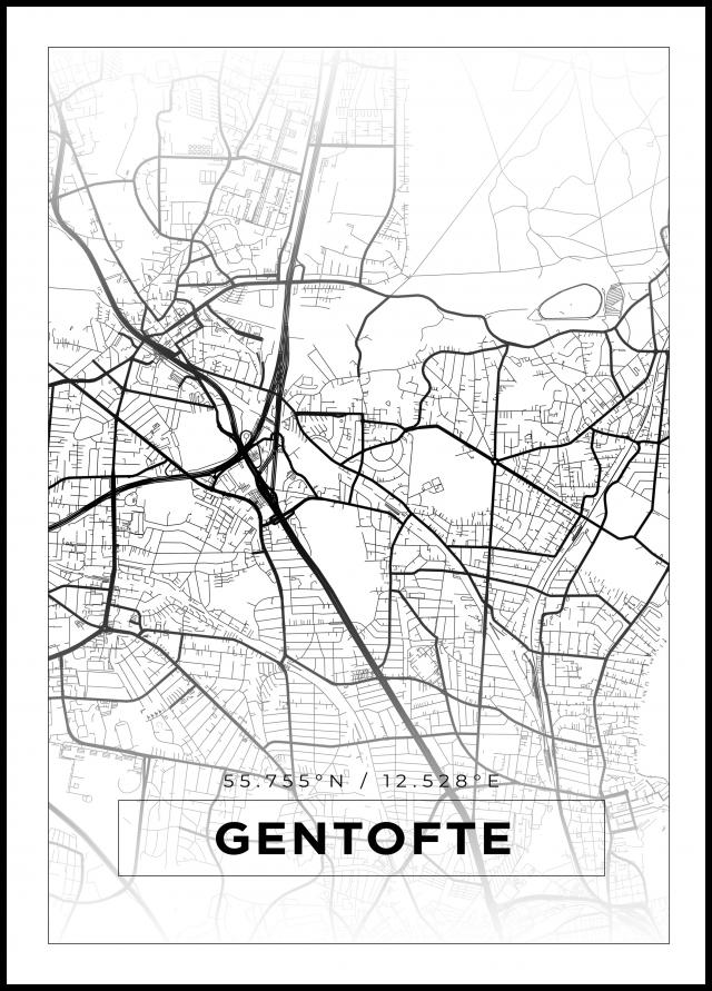 Kort - Gentofte - Hvid Plakat