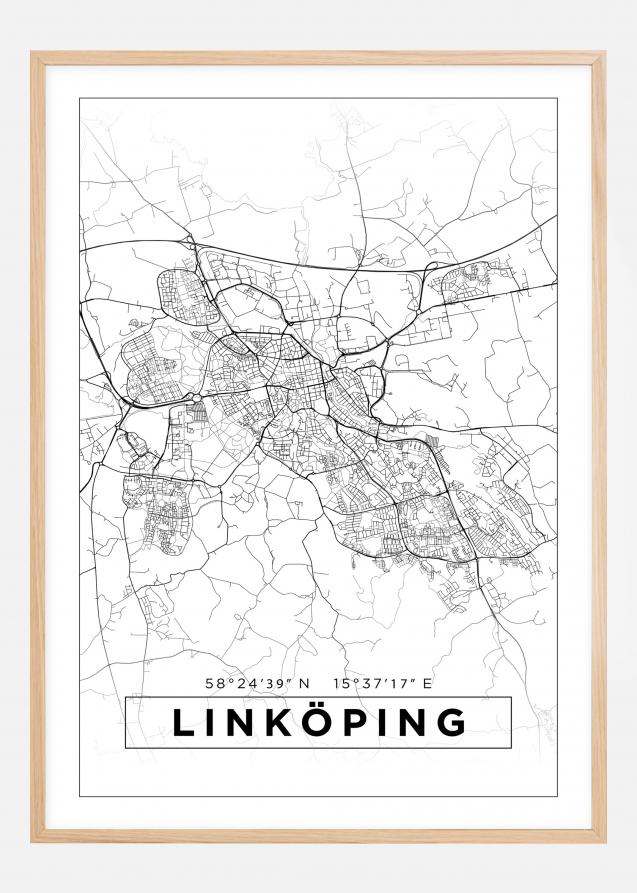 Kort - Linköping - Hvid Plakat