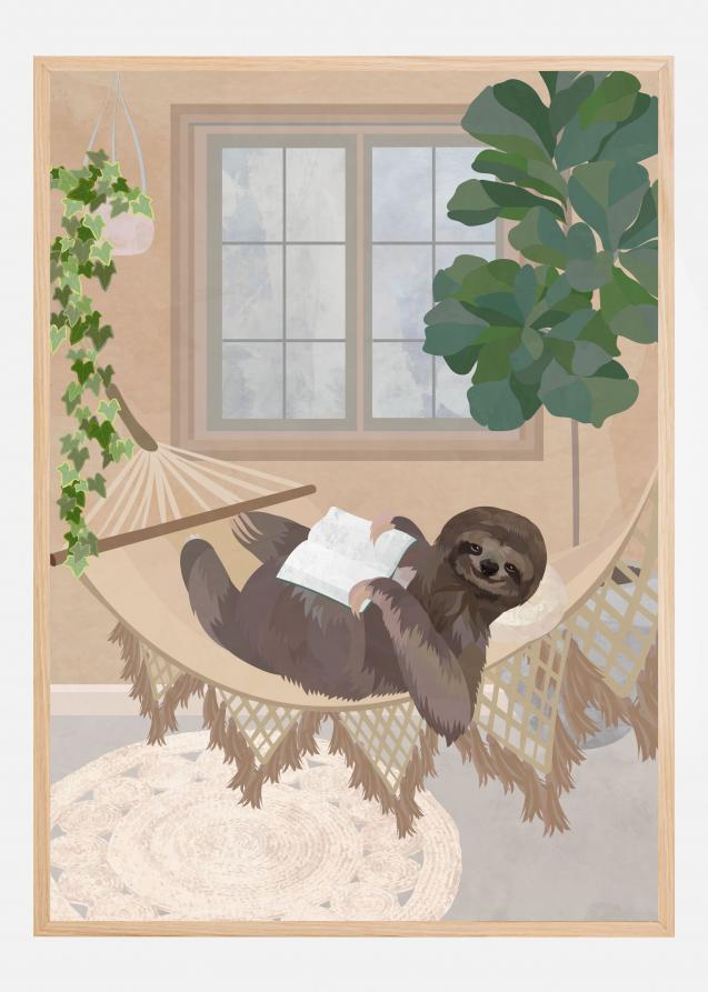 Lazy sloth in hammock Plakat